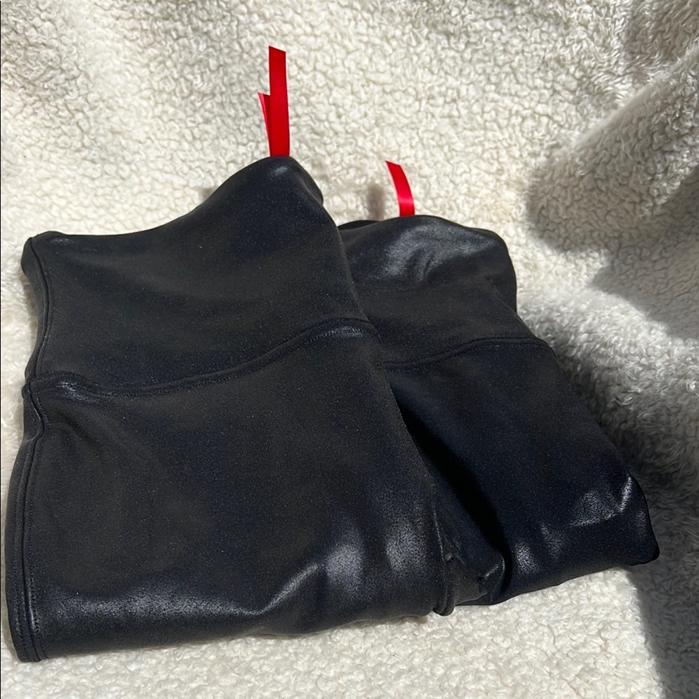 Set of 2 SPANX faux leather black leggings